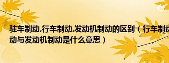 驻车制动,行车制动,发动机制动的区别（行车制动和驻车制动与发动机制动是什么意思）