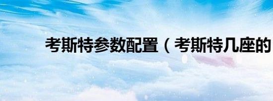 考斯特参数配置（考斯特几座的）