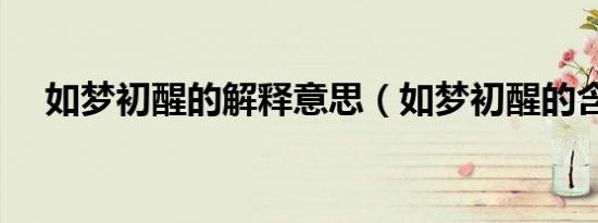 如梦初醒的解释意思（如梦初醒的含义）
