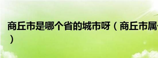 商丘市是哪个省的城市呀（商丘市属于哪个省）