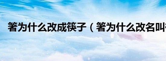 箸为什么改成筷子（箸为什么改名叫筷子）