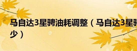 马自达3星骋油耗调整（马自达3星骋油耗多少）
