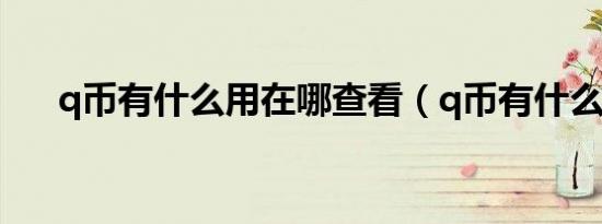 q币有什么用在哪查看（q币有什么用）