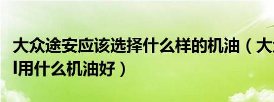 大众途安应该选择什么样的机油（大众新途安l用什么机油好）