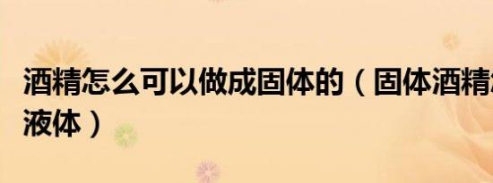 酒精怎么可以做成固体的（固体酒精怎么弄成液体）