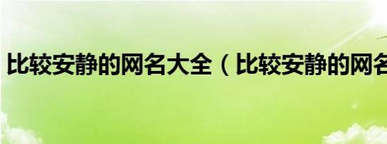 比较安静的网名大全（比较安静的网名精选）
