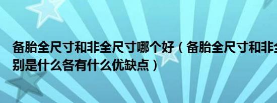 备胎全尺寸和非全尺寸哪个好（备胎全尺寸和非全尺寸的区别是什么各有什么优缺点）