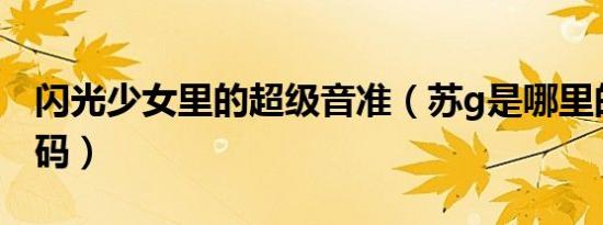 闪光少女里的超级音准（苏g是哪里的车牌号码）