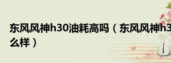 东风风神h30油耗高吗（东风风神h30油耗怎么样）