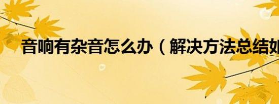 音响有杂音怎么办（解决方法总结如下）