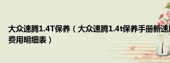 大众速腾1.4T保养（大众速腾1.4t保养手册新速腾1.4t保养费用明细表）
