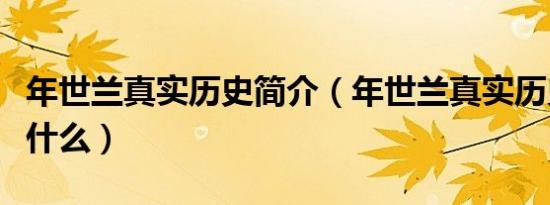 年世兰真实历史简介（年世兰真实历史简介是什么）