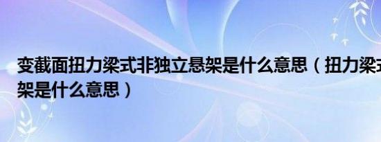 变截面扭力梁式非独立悬架是什么意思（扭力梁式非独立悬架是什么意思）