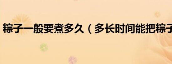 粽子一般要煮多久（多长时间能把粽子煮熟）