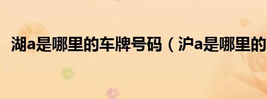 湖a是哪里的车牌号码（沪a是哪里的车牌）