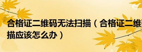 合格证二维码无法扫描（合格证二维码无法扫描应该怎么办）