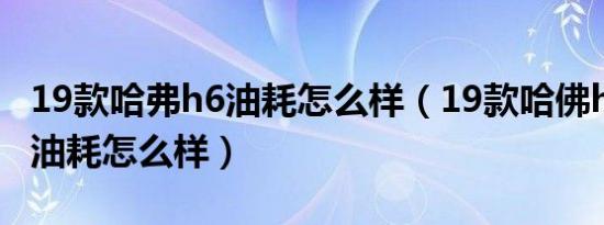 19款哈弗h6油耗怎么样（19款哈佛h6运动版油耗怎么样）