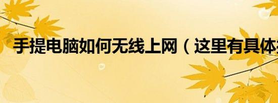 手提电脑如何无线上网（这里有具体操作）