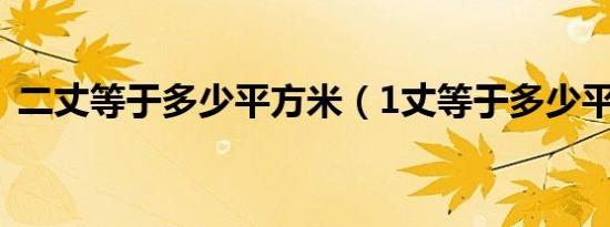 二丈等于多少平方米（1丈等于多少平方米）