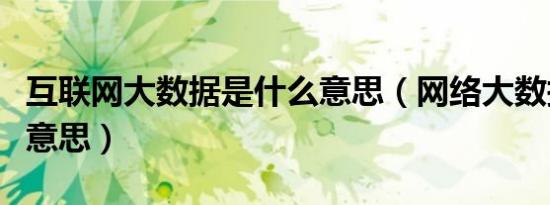 互联网大数据是什么意思（网络大数据是什么意思）