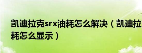 凯迪拉克srx油耗怎么解决（凯迪拉克srx油耗怎么显示）