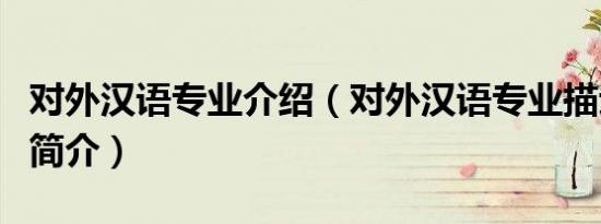 对外汉语专业介绍（对外汉语专业描述与详细简介）