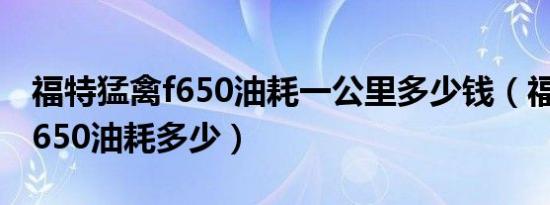福特猛禽f650油耗一公里多少钱（福特猛禽f650油耗多少）