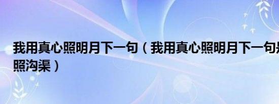 我用真心照明月下一句（我用真心照明月下一句是奈何明月照沟渠）