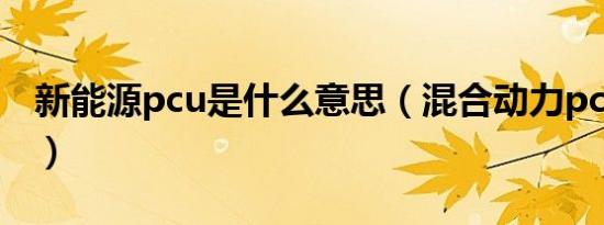 新能源pcu是什么意思（混合动力pcu是什么）