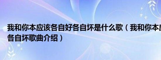 我和你本应该各自好各自坏是什么歌（我和你本应该各自好各自坏歌曲介绍）