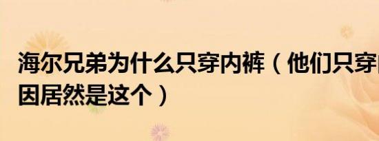 海尔兄弟为什么只穿内裤（他们只穿内裤的原因居然是这个）