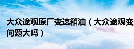 大众途观原厂变速箱油（大众途观变速箱漏油问题大吗）