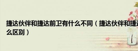 捷达伙伴和捷达前卫有什么不同（捷达伙伴和捷达前卫有什么区别）