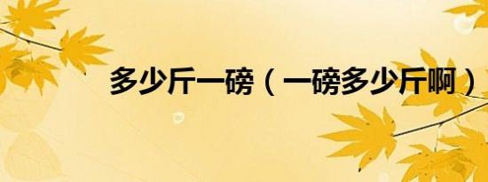 多少斤一磅（一磅多少斤啊）