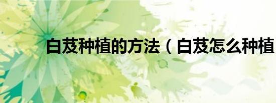 白芨种植的方法（白芨怎么种植）