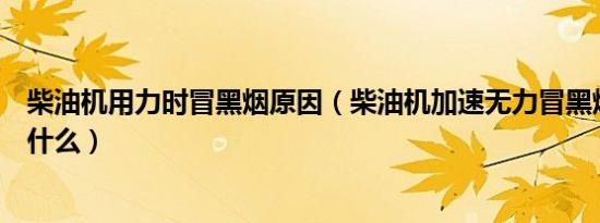 柴油机用力时冒黑烟原因（柴油机加速无力冒黑烟的原因是什么）
