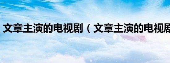 文章主演的电视剧（文章主演的电视剧列述）