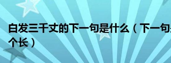 白发三千丈的下一句是什么（下一句是缘愁似个长）