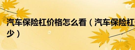汽车保险杠价格怎么看（汽车保险杠价格是多少）