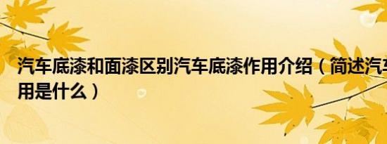 汽车底漆和面漆区别汽车底漆作用介绍（简述汽车底漆的作用是什么）