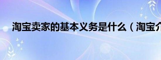 淘宝卖家的基本义务是什么（淘宝介绍）