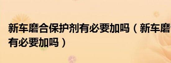 新车磨合保护剂有必要加吗（新车磨合保护剂有必要加吗）