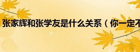 张家辉和张学友是什么关系（你一定不知道）