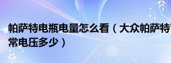 帕萨特电瓶电量怎么看（大众帕萨特蓄电池正常电压多少）