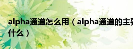 alpha通道怎么用（alpha通道的主要用途是什么）