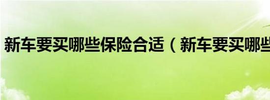 新车要买哪些保险合适（新车要买哪些保险）