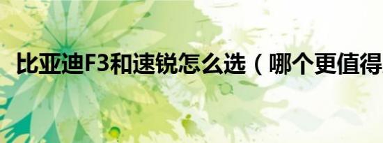 比亚迪F3和速锐怎么选（哪个更值得入手）