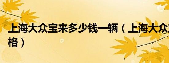 上海大众宝来多少钱一辆（上海大众宝来的价格）
