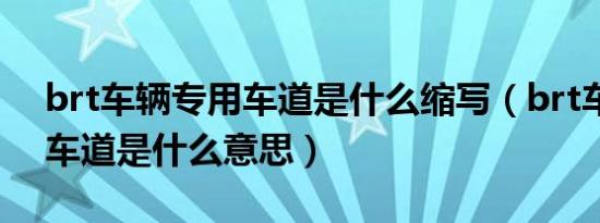 brt车辆专用车道是什么缩写（brt车辆专用车道是什么意思）