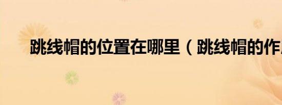 跳线帽的位置在哪里（跳线帽的作用）